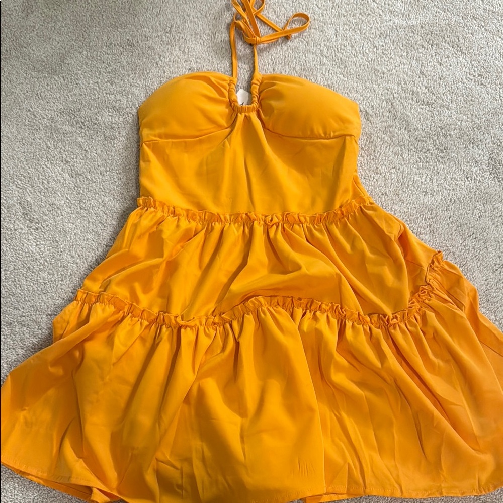 Cherley Orange Halter Dress